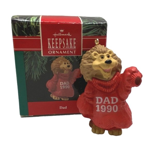 Hallmark Keepsakes Lion Dad Christmas Tree Ornament Vintage 1990 2.5 Inch - Picture 1 of 8